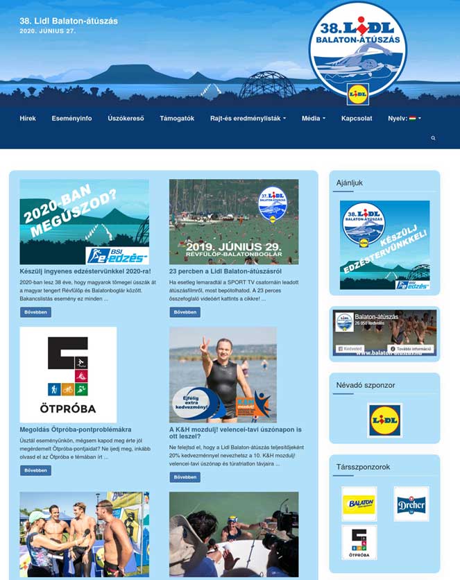 Balaton átúszás weboldala